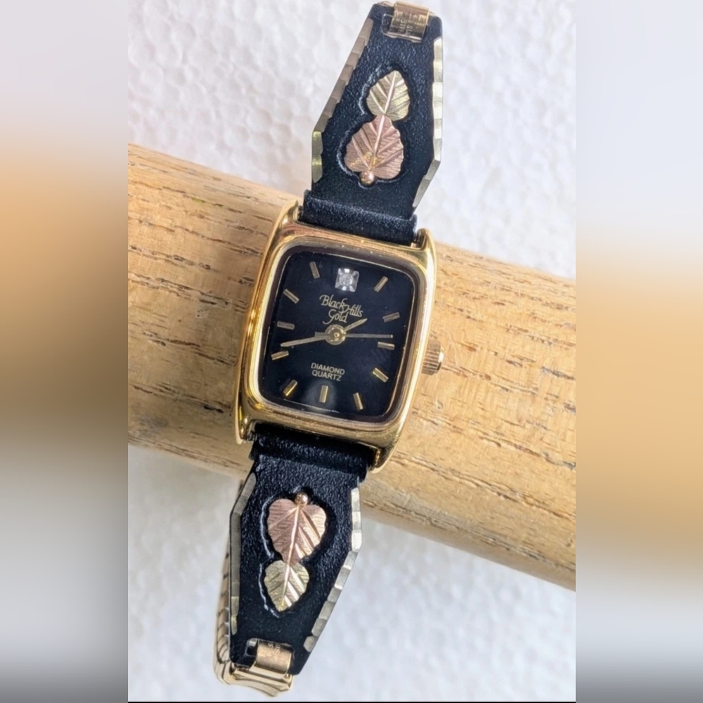Black Hills Gold Diamond Watch with Gold Leaf Band - Picture 6 of 13